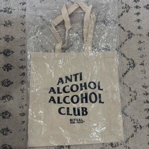 Anti Alcohol Club Ritual Zero Proof Canvas Tote Bag Reusable